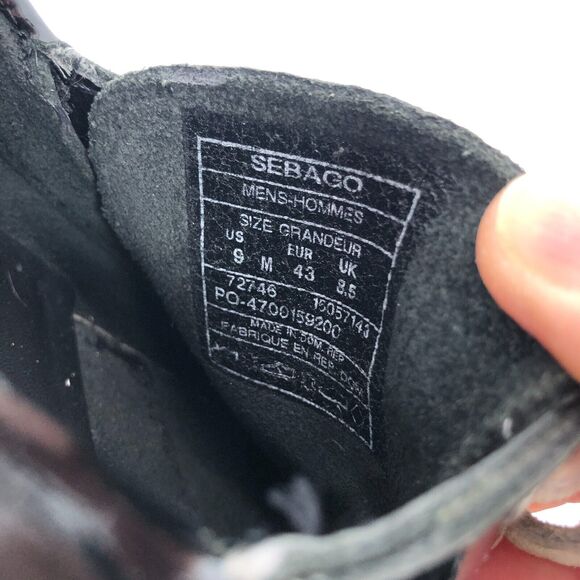 Sebago Docksides Boat Shoes Mens 9 More Like 8.5 Black Patent Leather Moccasin - Picture 8 of 9